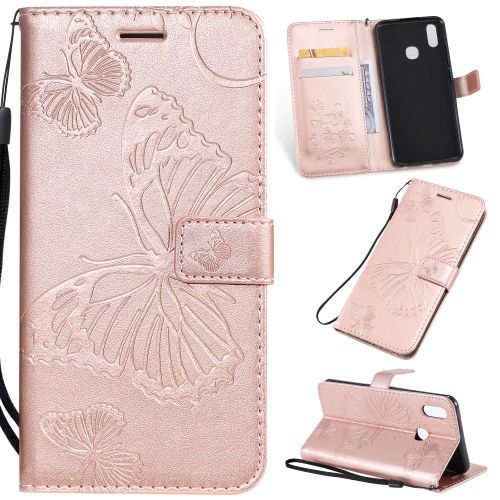 

Pressed Printing Butterfly Pattern Horizontal Flip PU Leather Case with Holder & Card Slots & Wallet & Lanyard For Vivo Y93 / Y91 / Y95(Rose Gold)