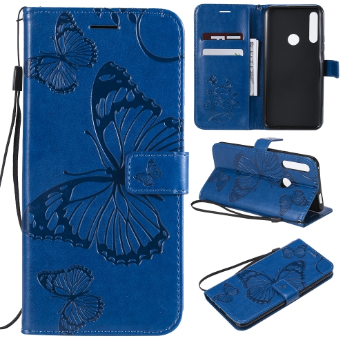 

Pressed Printing Butterfly Pattern Horizontal Flip PU Leather Case with Holder & Card Slots & Wallet & Lanyard For Huawei P Smart Z / Y9 Prime 2019(Blue)