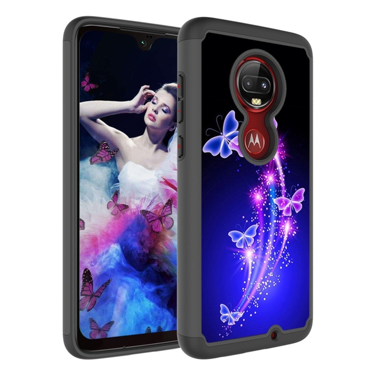 

Coloured Drawing Pattern PC + TPU Protective Case for Motorala Moto G7 / G7 Plus(Two Dancing Butterflies)
