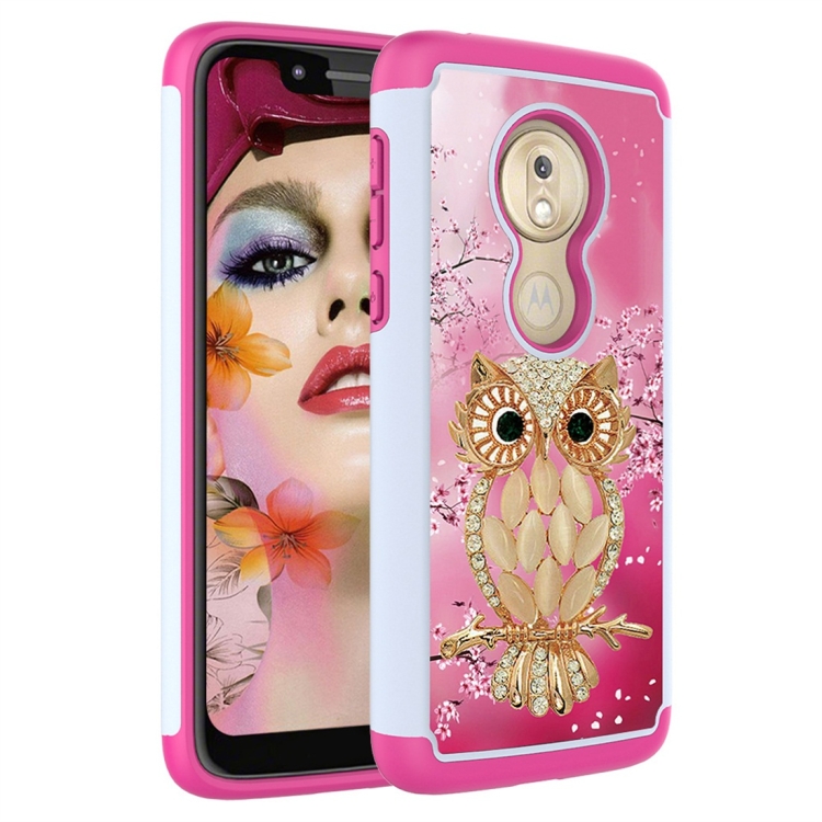 

Coloured Drawing Pattern PC + TPU Protective Case for Motorola Moto G7 Play US Version(Shell Owl)