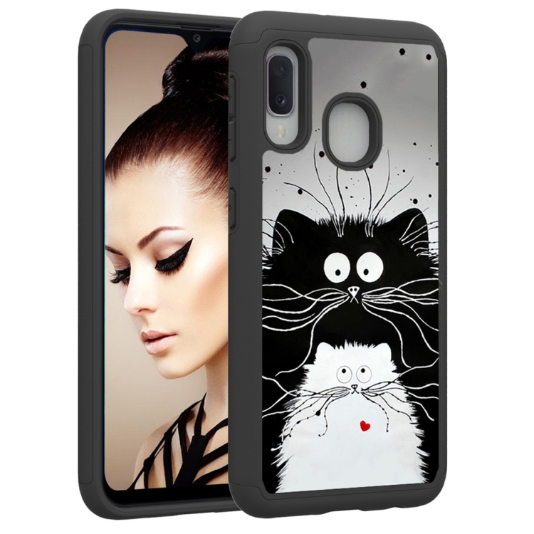 

Coloured Drawing Pattern PC + TPU Protective Case for Galaxy A20e / A10e(Black and White Cats)