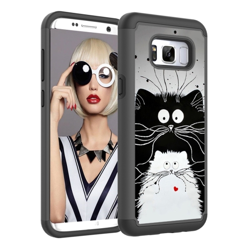 

Coloured Drawing Pattern PC + TPU Protective Case for Galaxy S8(Black and White Cats)