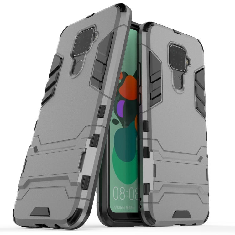 

Shockproof PC + TPU Case with Holder for Huawei Nova 5i Pro(Grey)