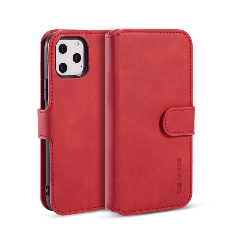 

DG.MING Retro Oil Side Horizontal Flip Case with Holder & Card Slots & Wallet for iPhone 11 Pro Max(Red)