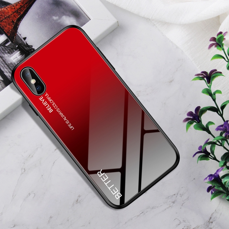 

Shockproof Tempered Glass + TPU Case For iPhone XR(Black Red)