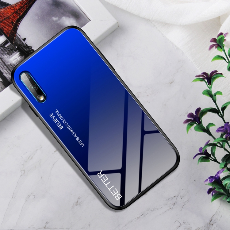 

Shockproof Tempered Glass + TPU Case For Huawei Honor 9X(Black Blue)