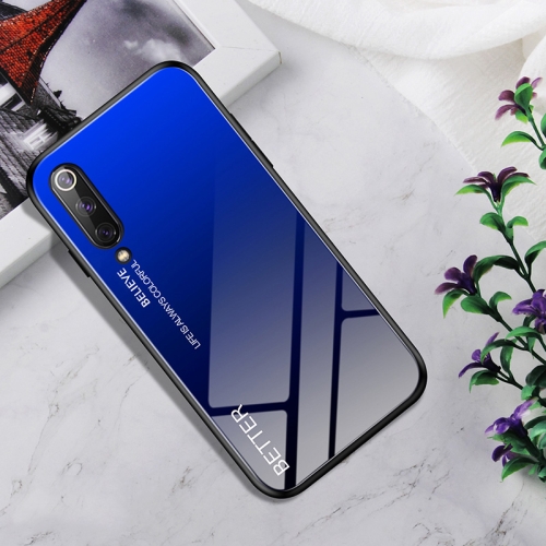 

Shockproof Tempered Glass + TPU Case For Xiaomi Mi 9 SE(Black Blue)