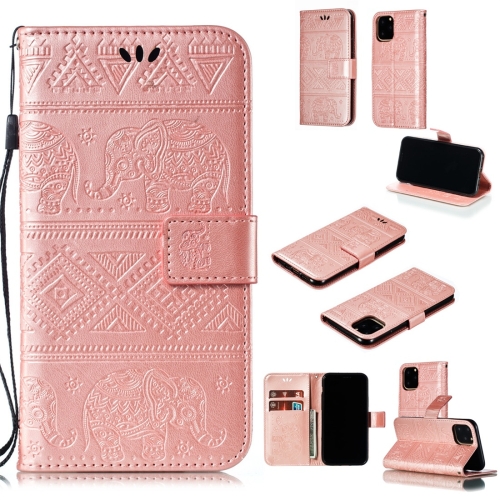 

Elephant Embossing Horizontal Flip Leather Case with Holder & Card Slots & Wallet & Lanyard for iPhone 11 Pro(Rose Gold)