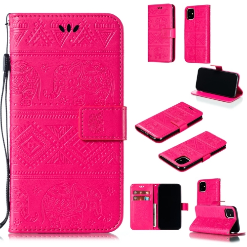 

Elephant Embossing Horizontal Flip Leather Case with Holder & Card Slots & Wallet & Lanyard for iPhone 11(Rose Red)