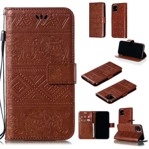 

Elephant Embossing Horizontal Flip Leather Case with Holder & Card Slots & Wallet & Lanyard for iPhone 11(Brown)