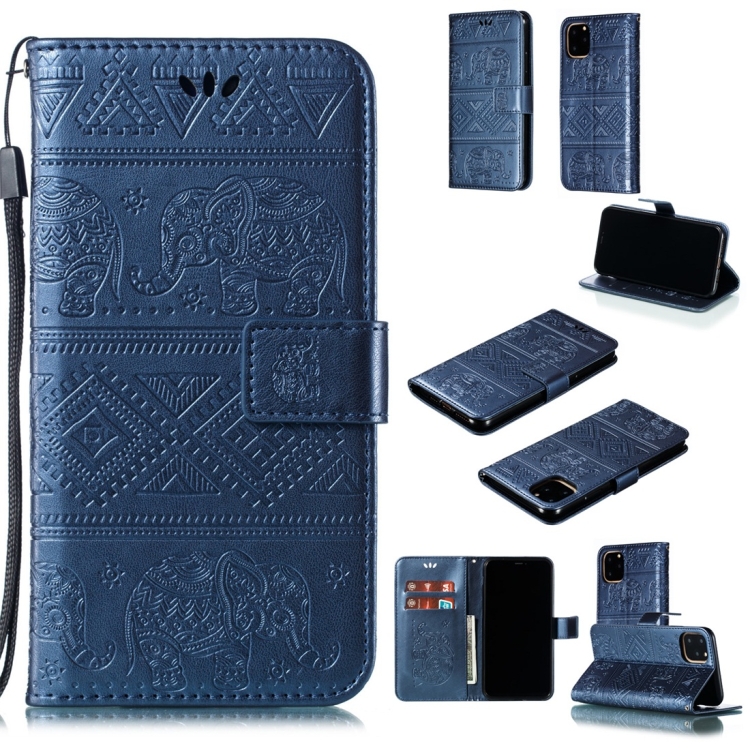 

Elephant Embossing Horizontal Flip Leather Case with Holder & Card Slots & Wallet & Lanyard for iPhone 11 Pro Max(Blue)