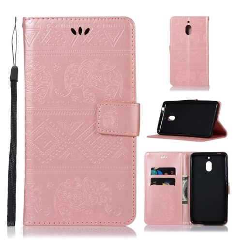 

Elephant Embossing Horizontal Flip Leather Case with Holder & Card Slots & Wallet & Lanyard for Nokia 2.1(Rose Gold)