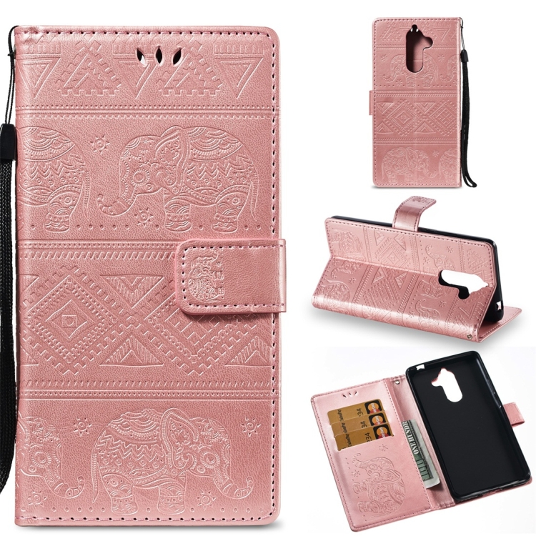 

Elephant Embossing Horizontal Flip Leather Case with Holder & Card Slots & Wallet & Lanyard for Nokia 7 Plus(Rose Gold)