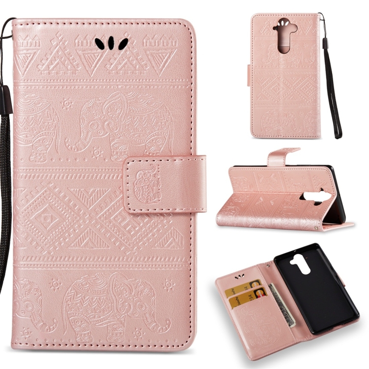 

Elephant Embossing Horizontal Flip Leather Case with Holder & Card Slots & Wallet & Lanyard for Nokia 8 Sirocco(Rose Gold)