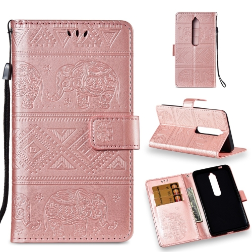 

Elephant Embossing Horizontal Flip Leather Case with Holder & Card Slots & Wallet & Lanyard for Nokia 6(Rose Gold)