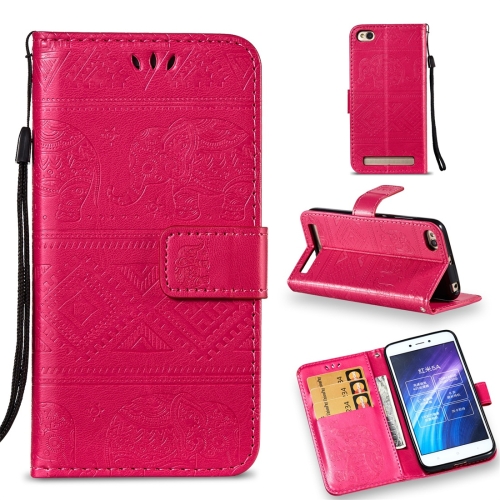 

Elephant Embossing Horizontal Flip Leather Case with Holder & Card Slots & Wallet & Lanyard for Xiaomi Redmi 5A(Rose Red)