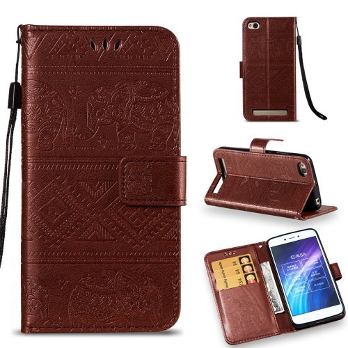 

Elephant Embossing Horizontal Flip Leather Case with Holder & Card Slots & Wallet & Lanyard for Xiaomi Redmi 5A(Brown)
