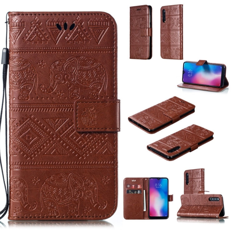 

Elephant Embossing Horizontal Flip Leather Case with Holder & Card Slots & Wallet & Lanyard for Xiaomi Mi 9(Brown)