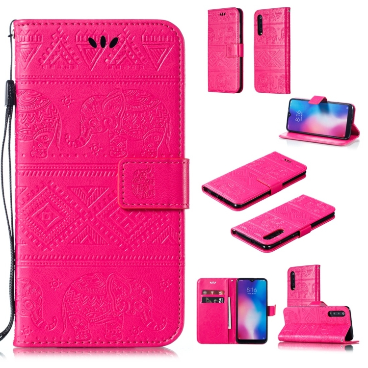 

Elephant Embossing Horizontal Flip Leather Case with Holder & Card Slots & Wallet & Lanyard for Xiaomi Mi 9 SE(Rose Red)