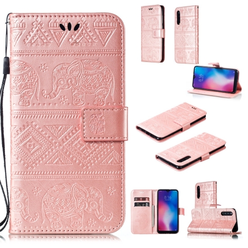 

Elephant Embossing Horizontal Flip Leather Case with Holder & Card Slots & Wallet & Lanyard for Xiaomi Mi 9 SE(Rose Gold)