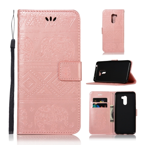 

Elephant Embossing Horizontal Flip Leather Case with Holder & Card Slots & Wallet & Lanyard for Xiaomi Pocophone F1(Rose Gold)