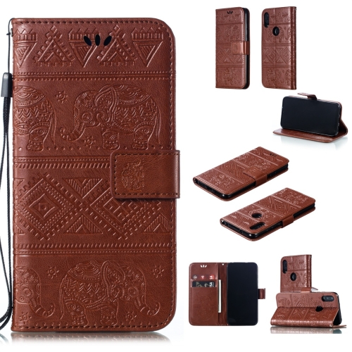 

Elephant Embossing Horizontal Flip Leather Case with Holder & Card Slots & Wallet & Lanyard for Xiaomi Mi Play(Brown)