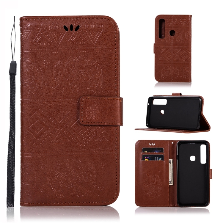 

Elephant Embossing Horizontal Flip Leather Case with Holder & Card Slots & Wallet & Lanyard for Galaxy A9 2018(Brown)