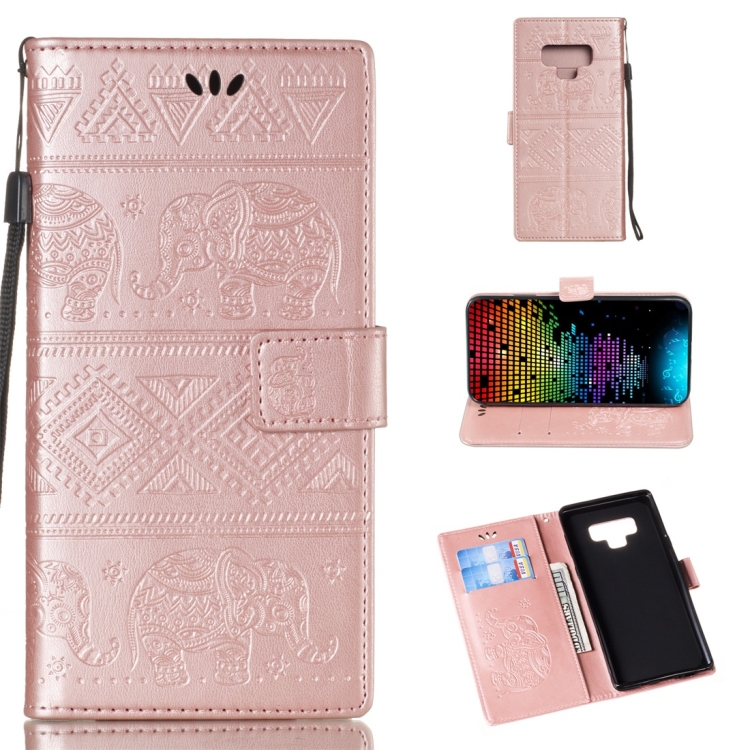 

Elephant Embossing Horizontal Flip Leather Case with Holder & Card Slots & Wallet & Lanyard for Galaxy Note 9(Rose Gold)