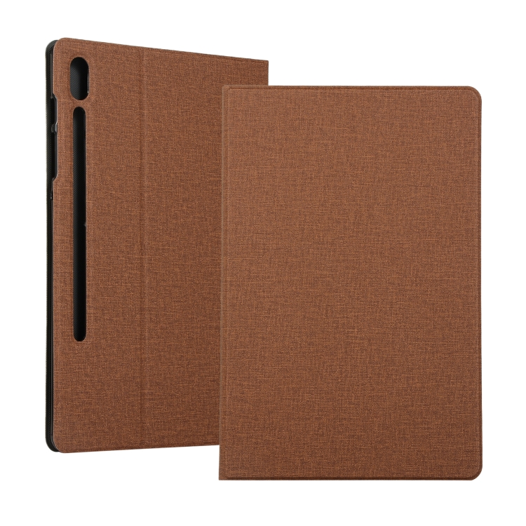 

Voltage Stretch Fabric Texture Horizontal Flip Leather Case for Galaxy Tab S6 T860, with Holder(Brown)