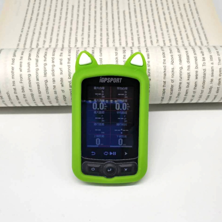 

Cat Ears Shape Bicycle Code Table Shockproof Silicone Colorful Protective Case for iGPSPORT 618, Host not Included(Green)