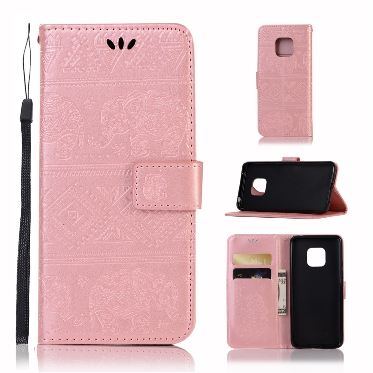

Elephant Embossing Horizontal Flip Leather Case with Holder & Card Slots & Wallet & Lanyard for Huawei Mate 20 Pro(Rose Gold)