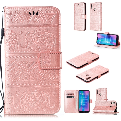 

Elephant Embossing Horizontal Flip Leather Case with Holder & Card Slots & Wallet & Lanyard for Huawei Honor 8C / Y7 (2019) / Enjoy 9(Rose Gold)