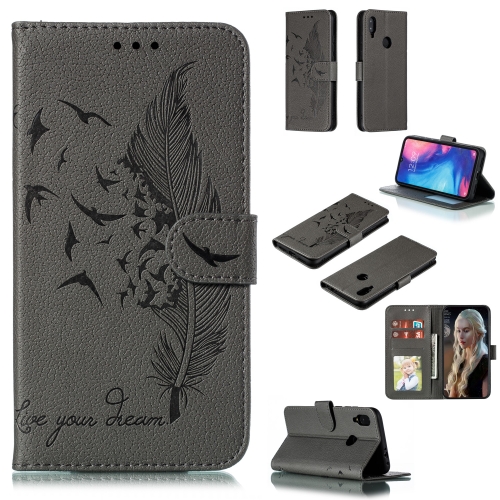 

Feather Pattern Litchi Texture Horizontal Flip Leather Case with Wallet & Holder & Card Slots For Xiaomi Redmi Note 7(Gray)