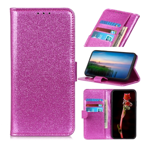 

Glitter Powder Waterproof Horizontal Flip Leather Case with Holder & Card Slots & Wallet for Galaxy A20S(Purple)