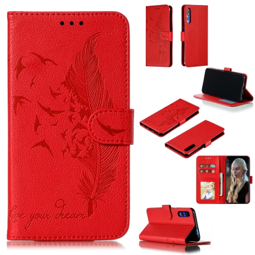 

Feather Pattern Litchi Texture Horizontal Flip Leather Case with Wallet & Holder & Card Slots For Huawei Honor 9X Pro(Red)