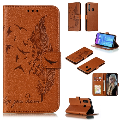 

Feather Pattern Litchi Texture Horizontal Flip Leather Case with Wallet & Holder & Card Slots For Huawei Honor 10i / P Smart+ 2019 / Honor 20i / Honor 10 Lite(Brown)