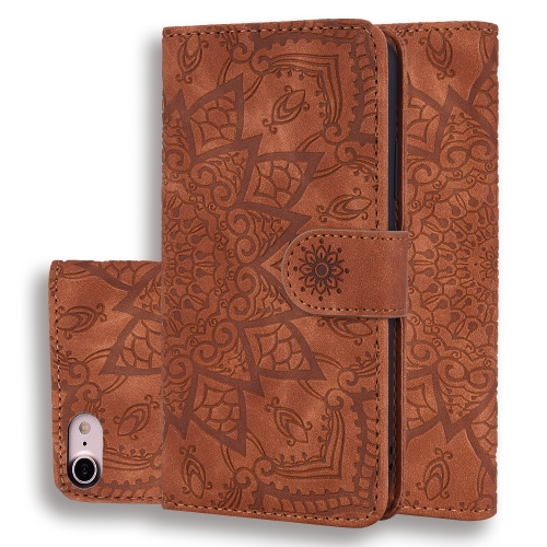 

Calf Pattern Double Folding Design Embossed Leather Case with Wallet & Holder & Card Slots for iPhone 8 & 7(Brown)