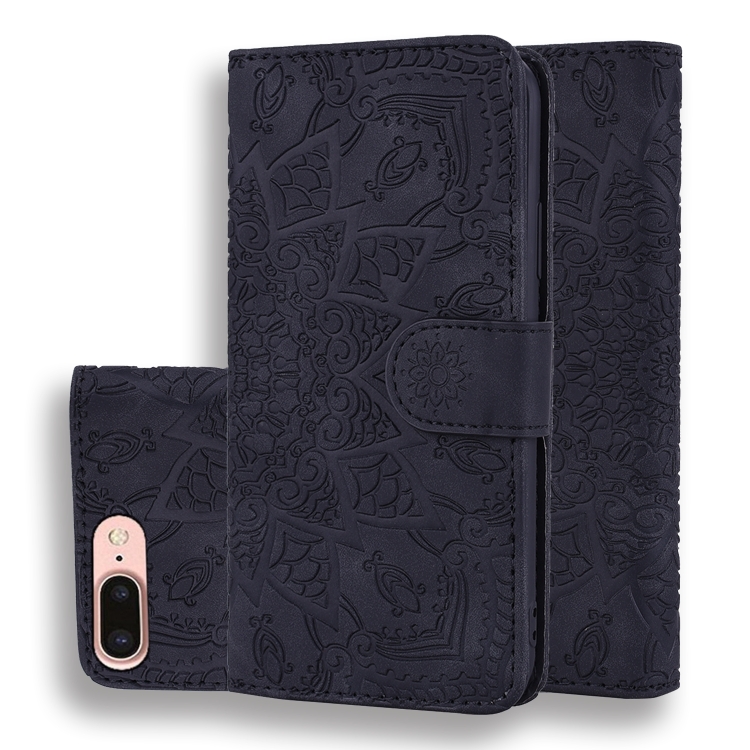 

Calf Pattern Double Folding Design Embossed Leather Case with Wallet & Holder & Card Slots for iPhone 8 Plus & 7 Plus(Black)