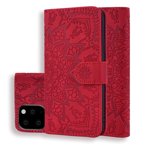 

Calf Pattern Double Folding Design Embossed Leather Case with Wallet & Holder & Card Slots for iPhone 11 (6.1 inch)(Red)
