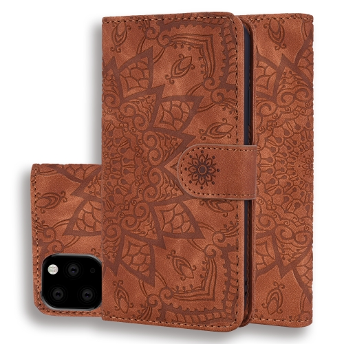 

Calf Pattern Double Folding Design Embossed Leather Case with Wallet & Holder & Card Slots for iPhone 11 Pro Max (6.5 inch)(Brown)