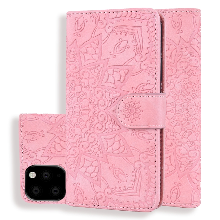 

Calf Pattern Double Folding Design Embossed Leather Case with Wallet & Holder & Card Slots for iPhone 11 Pro Max (6.5 inch)(Pink)