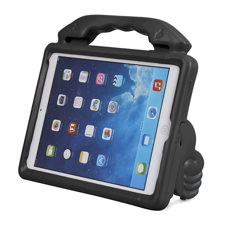 

Shockproof EVA Thumb Bumper Case with Handle & Holder for iPad 9.7(Black)