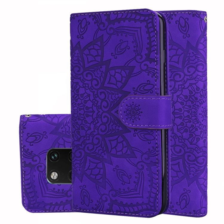 

Calf Pattern Double Folding Design Embossed Leather Case with Wallet & Holder & Card Slots for Huawei Mate 20 Pro(Purple)