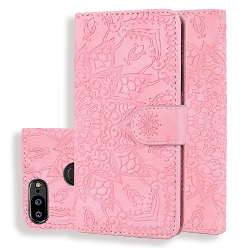 

Calf Pattern Double Folding Design Embossed Leather Case with Wallet & Holder & Card Slots for Huawei P Smart (Enjoy 7S) / Honor 9 Lite(Pink)