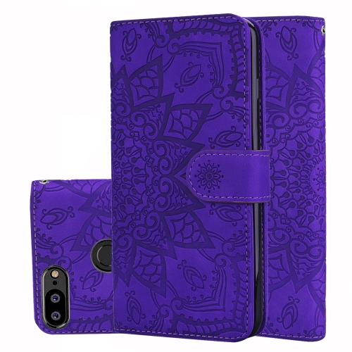 

Calf Pattern Double Folding Design Embossed Leather Case with Wallet & Holder & Card Slots for Huawei P Smart (Enjoy 7S) / Honor 9 Lite(Purple)