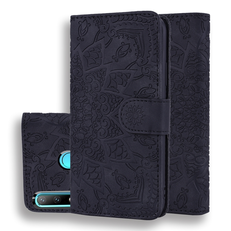 

Calf Pattern Double Folding Design Embossed Leather Case with Wallet & Holder & Card Slots for Huawei P30 Lite(Black)