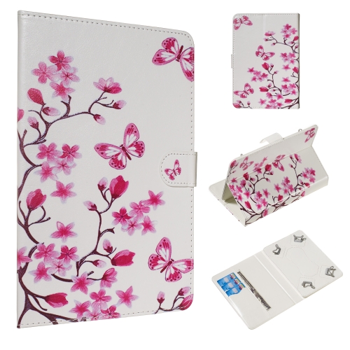 

For 8 inch Universal Tablet PC Colored Drawing Pattern Horizontal Flip PU Leather Case with Holder & Card Slots(Butterfly Love Flower)
