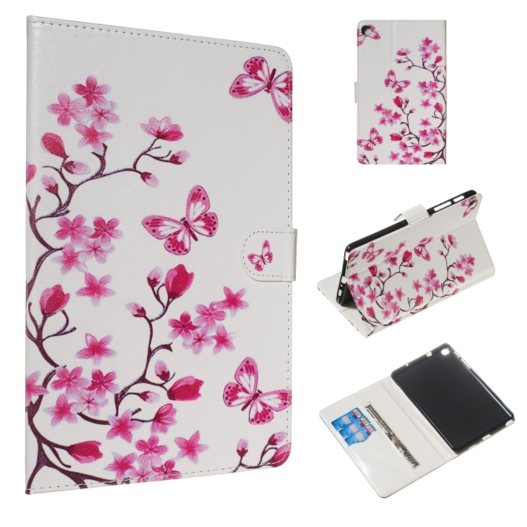 

For Galaxy Tab A 8.0 & S Pen (2019) / P205 Colored Drawing Pattern Horizontal Flip PU Leather Case with Holder & Card Slots(Butterfly Love Flower)