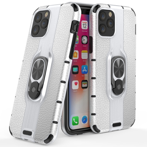 

Litchi Texture PC + TPU Combination Case with Magnetic Ring Holder For iPhone 11 Pro Max(Silver)