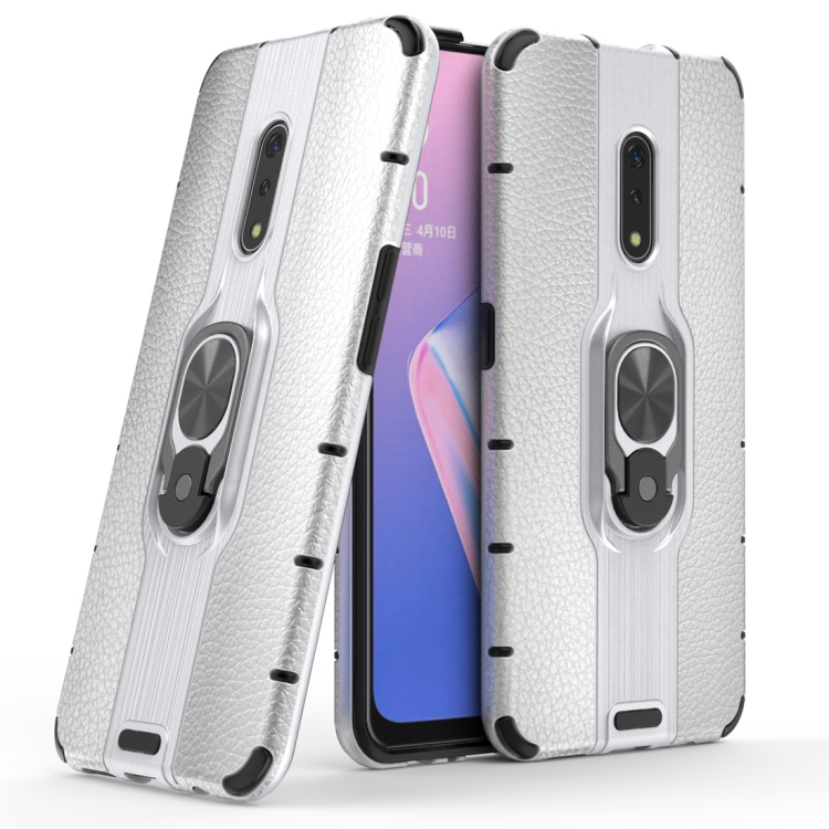 

Litchi Texture PC + TPU Combination Case with Magnetic Ring Holder For Oppo K3 / Realme X(Silver)